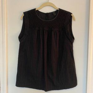 J.Crew Embroidered Window Pane Top, Black size 4